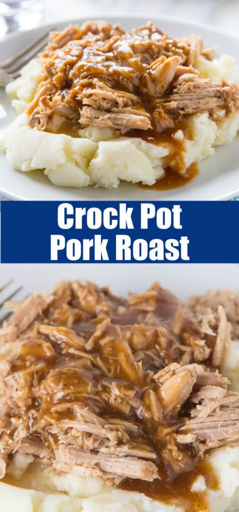 Crock Pot Pork Roast - crock pot season is here, and it is time for pure comfort food!  Super easy pork roast made in the crock pot with just a few simple ingredients.  It is great for any night of the week. Daging Babi Panggang, Crock Pot Pork Roast, Pork Roast Crock Pot Recipes, Italian Pork, Crockpot Pork Roast, Slow Cooker Pork Roast, Pot Roast Crock Pot Recipes, Salt Seasoning, Pork Loin Roast Recipes