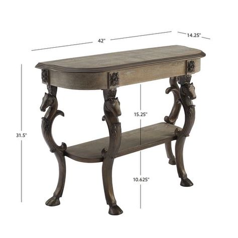 Montpellier Console Table Pewter - On Sale - Bed Bath & Beyond - 37417287 Unique Console Table, Cast Iron Legs, Iron Console, Powell Furniture, Horse Heads, Pewter Grey, Wood Console Table, Wood Console, Sofa Tables