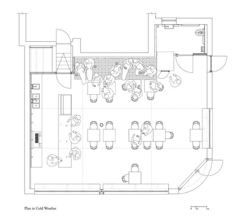 Cafe Plan Architecture, Small Cafe Floor Plan, Cafe Floor Plan Layout, Cafe Layout Plan, Cafeteria Plan, Caffe Design, Cafe Floor Plan, Cafe Plan, Restaurant Plan