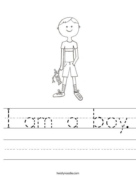 I am a boy Worksheet - Twisty Noodle Earth Coloring Pages, Transportation Worksheet, Twisty Noodle, Children's Church Crafts, Boy Coloring, God Made Me, Church Nursery, Holiday Lettering, Bible Coloring Pages