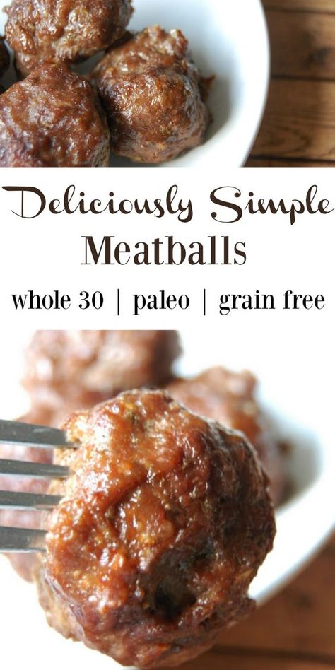 Deliciously Simple Meatballs - No grains, no fillers, just simple proteins and delicious seasoning! Perfect for whole 30, paleo, or grain free/gluten free fans! Also makes great kid lunches! Simple Meatballs, Basic Meatballs, Paleo Menu, Kid Lunches, Adobo Seasoning, Whole 30 Diet, Meatballs Easy, Paleo Beef, Paleo Diet Recipes