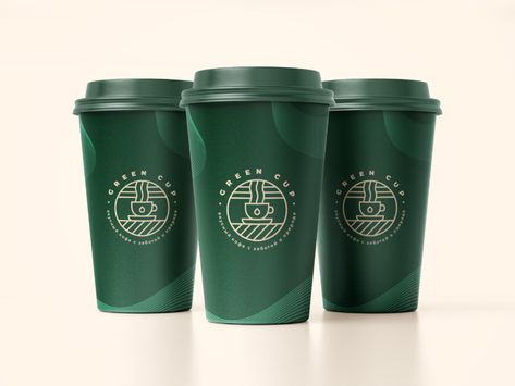 Green Cup Coffee LogoGlad to see you on my InstagramDesign inquiries:📩 lesikdesigner@gmail.com Creative Paper Cup Design, Paper Coffee Cup Design Ideas, Cafe Cup Design, Cup Coffee Design, Coffee Cup Packaging, Green Coffe, Branding Shots, Green Coffee Cup, Cup Packaging