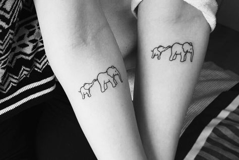 Mama Elephant Tattoo Mother Daughters, Elephant Tattoos Mom And Daughter, Animal Mother Daughter Tattoos, 2 Elephant Tattoos, 2 Elephants Tattoo, Tiny Elephant Tattoo Simple, Mama And Baby Elephant Tattoo, Mini Tattoos Elephant, Two Elephants Tattoo