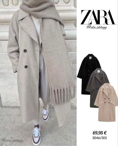 Zara Coat Outfit, Gray Coat Outfit, Minimalstyle Outfit, Grey Coat Outfit, Gray Coat, Street Hijab Fashion, Casual Work Wear, Fashion Capsule Wardrobe, Zara Coat