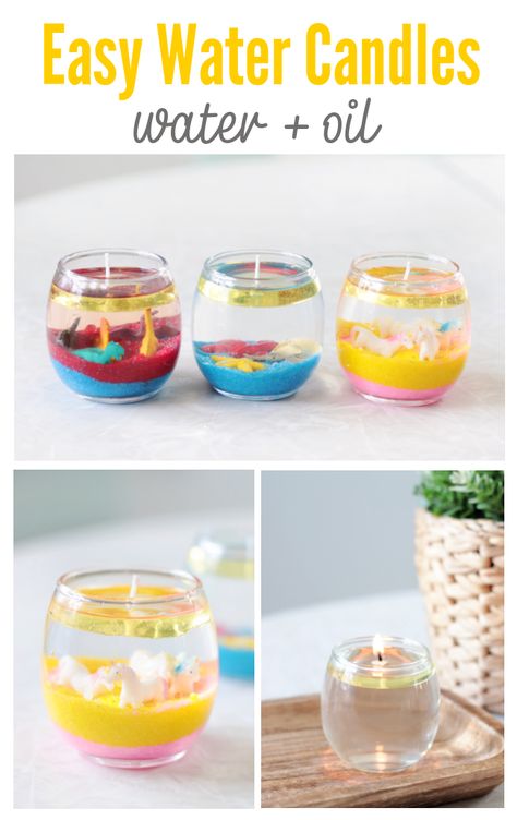 Water Oil Candles Diy, Diy Water Candles, Crisco Candle, Oil Candles Diy, Candle Festival, Homemade Incense, Candles In Jars, Water Candles, Sand Candle