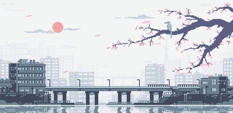 Animated City Gif, Train Pixel Art Gif, Pixelated Banner Gif, Pixel Art City Gif, Wallpaper Gif Pc Aesthetic, Gif Pixel Wallpaper, Live Wallpaper Laptop Moving Aesthetic, Japanese Pixel Art Wallpaper Gif, Notion Cover Gif Pixel