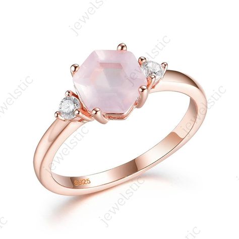 Best Friend Rings, Hexagonal Ring, Friend Rings, Rose Gold Plated Ring, Amethyst Ring Engagement, Green Amethyst Ring, Rose Quartz Ring, Luxury Rings, Rose Quartz Gemstone