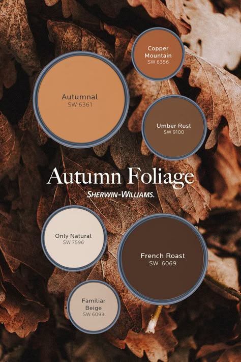 Fall Interior Paint Colors, Fall Paint Colors Sherwin Williams, Sherwin Williams Fall Colors, Cozy Paint Colors Sherwin Williams, Sherwin Williams Copper Mountain, Western House Paint Colors, Western Paint Colors For Living Room, Sherwin Williams Fall Color Palette, Fall Color Bedroom Ideas