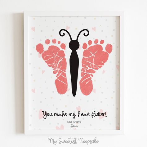 Excited to share this item from my #etsy shop: Printable Valentine's day gift | Butterfly baby footprint | Gift for mom, dad, grandma or grandpa from baby | Footprint keepsake gift | DIY Baby Footprint Art For Grandma, Baby Footprint Keepsake, Butterfly Footprints, Baby Footprint Art, Printable Butterfly, Grandma Birthday Card, Footprint Keepsake, Baby Footprint, Butterfly Printable