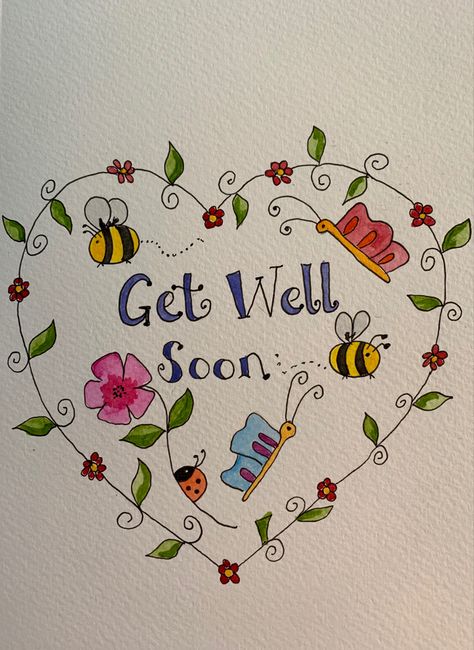 Get Well Soon Cards Drawing, Feel Better Soon Drawing, Creative Get Well Soon Cards, Get Well Soon Drawings Ideas, Get Well Soon Drawings Easy, Feel Better Drawings, Get Well Soon Greeting Cards, Feel Better Card Ideas, Get Well Soon Doodles