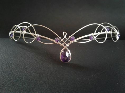 Elven Circlet Tiara With Amethyst Wedding Headpiece Medieval | Etsy Elven Circlet, Wedding Circlet, Bridal Circlet, Tiara Headpieces, Amethyst Wedding, Headpiece Wedding, Celtic Designs, Wedding Headpiece, Fantasy Jewelry