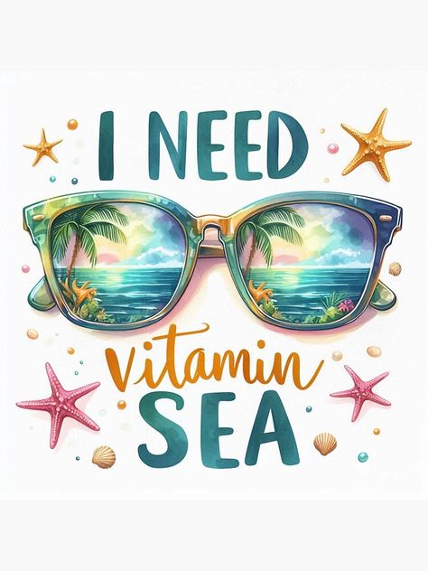 I Need Vitamin Sea, Vitamin Sea, Vintage Summer, Buy Vintage, Summer Vacation, Sticker Design, Vinyl Sticker, Classic T Shirts, Graphic Tshirt