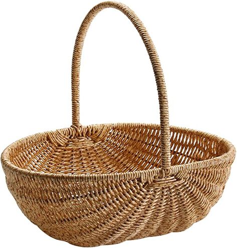 Amazon.com: LIFKOME Imitation Rattan Storage Basket Easter Candy Basket Picnic Shopping Container Wicker Bread Fruit Snack Basket with Handle for Home Kitchen Camping Outdoor M : Patio, Lawn & Garden Basket Picnic, Fruits Snacks, Bread Fruit, Candy Easter Basket, Grocery Basket, Rattan Storage, Harvest Basket, Wedding Flower Girl Basket, Food Storage Organization