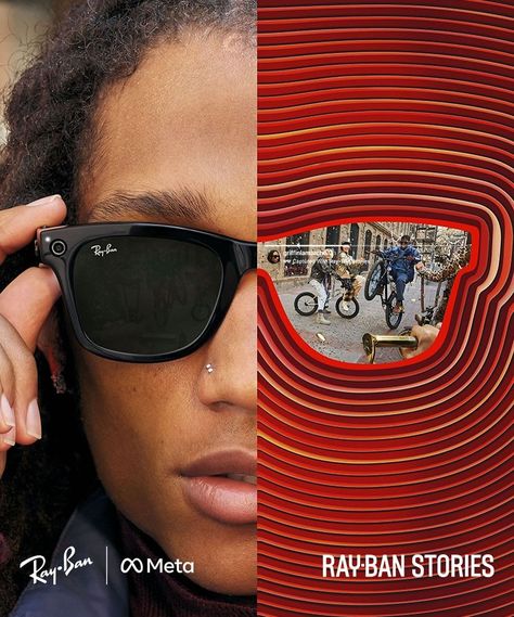 RAY-BAN STORIES | WAYFARER Sunglasses in Shiny Black and Green | Ray-Ban® Rayban Stories Glasses, Ray Ban Stories, Sunglasses Ads, Creative Sunglasses, Banned Ads, Ray Bands, Logo Poster, Vigan, Best Ads