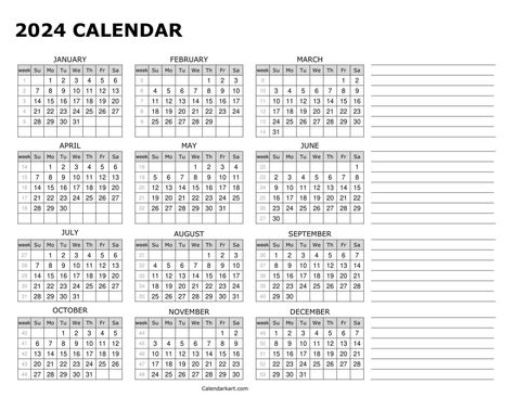 Free Printable Year At A Glance Calendar 2024 - CalendarKart Plan Vacation, Landscape Design Plan, Calendar With Week Numbers, Year At A Glance Calendar, Quarterly Calendar, Calendar Free Printable, Full Year Calendar, Yearly Calendar Template, Printable Yearly Calendar