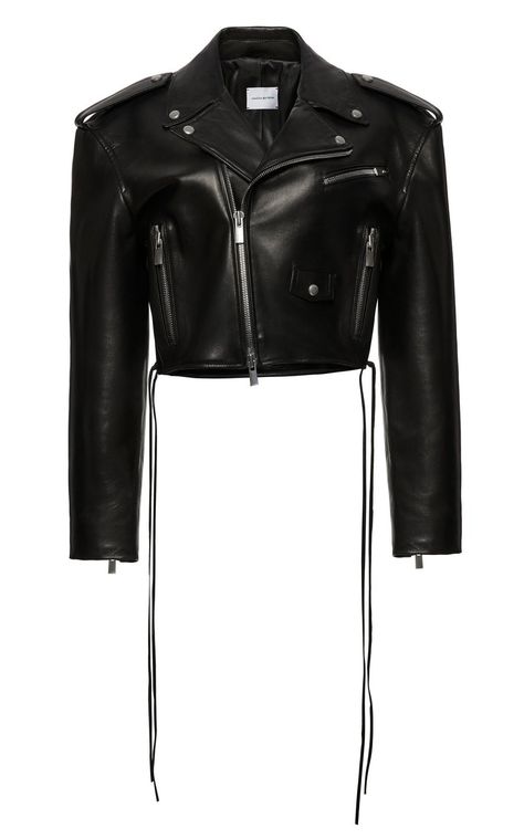 Cropped Biker Jacket, Cropped Leather Jacket, Magda Butrym, Cold Weather Fashion, Sheep Leather, Leather Moto, Leather Moto Jacket, Lace Shirt, Stage Outfits