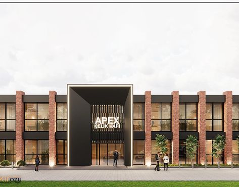 APEX - FACTORY :: Behance Modern Industrial Building Design, Commercial Architecture Exterior, Factory Exterior Design, Office Exterior Design Modern, Brick Facade Architecture Modern, Commercial Complex Elevation, Brick Building Facade, Modern Factory Design, Factory Architecture Industrial Facade