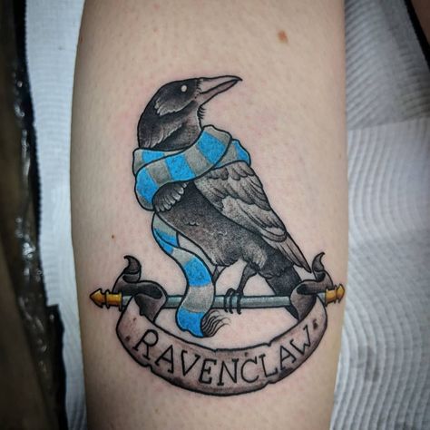 76 Magical Harry Potter Tattoos | Inspiration | Researching the Internet Ravenclaw Tattoo, Tides Tattoo, Hp Tattoo, Private Tattoos, Potter Tattoo, Harry Potter Tattoos, Harry Potter Tattoo, Raven Tattoo, Tattoo Project