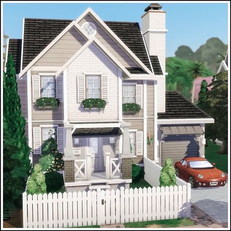 Cute Small Family House, Sims Small Family House, The Sims 4 Small Family House, Small Family House Exterior, Small Family House Sims 4, Small Family Home Exterior, Small Family Home Sims 4, Sims 4 San Sequoia House, San Sequoia Sims 4