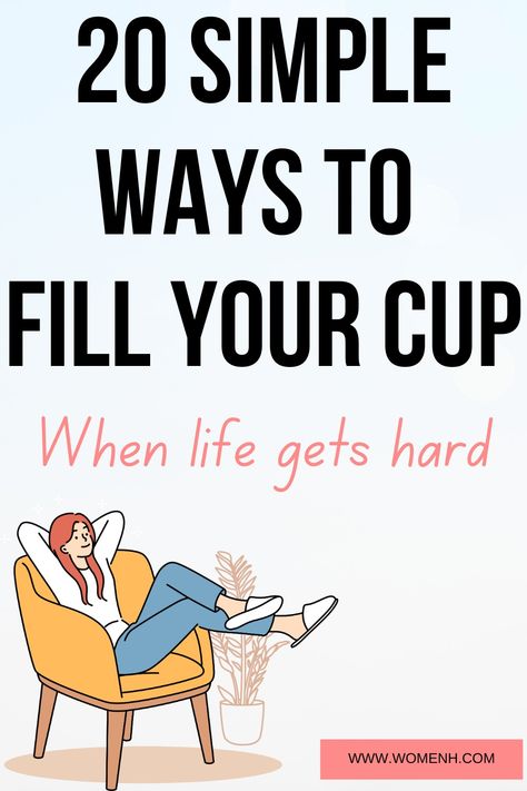 Even though it may seem impossible to come up with ways to fill your cup when times get tough, there are a number of simple activities that can help restore balance in your life and put your needs first. In this blog post, I will share 20 different ideas to help inspire creativity so you can look after yourself without feeling guilty or overwhelmed. Ways To Fill Your Cup, How To Fill Your Cup, Restorative Activities, Filling Your Cup, Creative Vision Boards, Fill Your Cup, Simple Living Lifestyle, Take Time For Yourself, Mental Health Activities