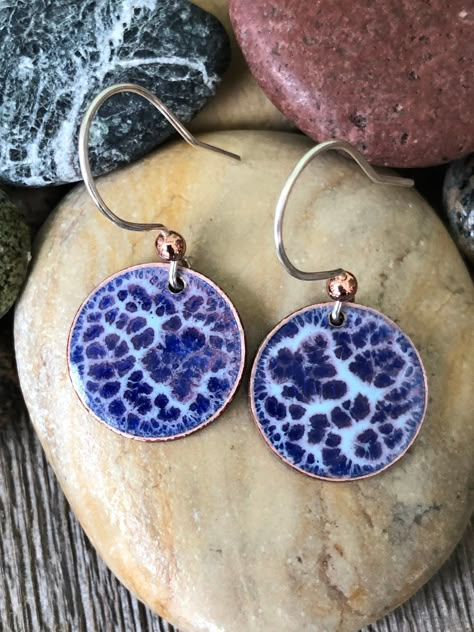 Multicoloured Earrings, Copper Enameling, Torch Fired Enamel Jewelry, Torch Fired Enamel, Enameled Jewelry, Wire Creations, Jewelry Enamel, Enamel Jewellery, Copper Uses