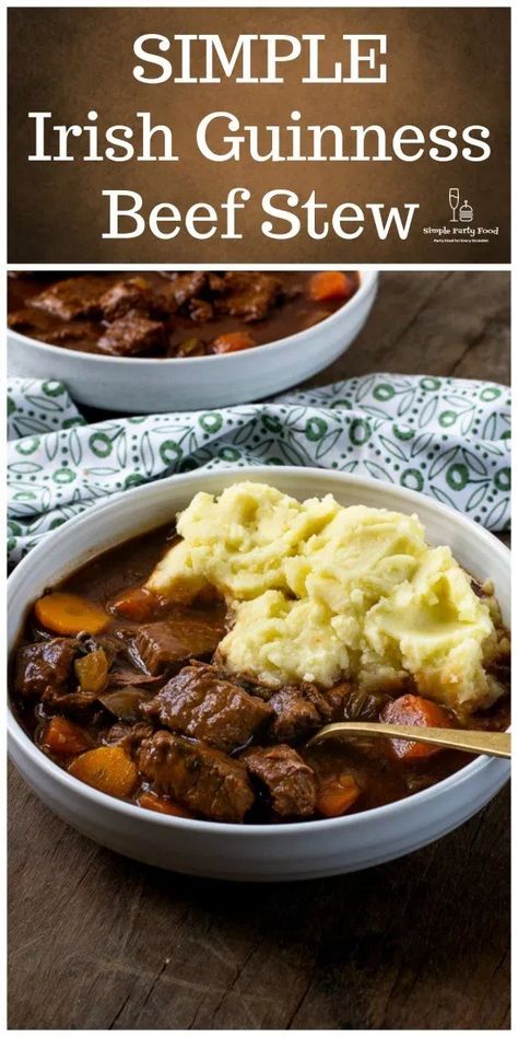 Irish Guinness Beef Stew, Simple Party Food, Irish Stew Recipe, Food Crockpot, Irish Dinner, Stew Crockpot, Simple Crockpot, Irish Recipes Authentic, Guinness Beef Stew