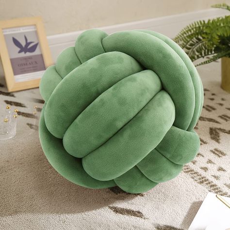 PRICES MAY VARY. Material: Hand-Knotted Pillow is made of soft velvet fabric, very soft and comfortable.Fun decorative throw pillows great for aesthetic room decor, bed photography, homes, bedrooms, offices, sofa, cars and every place you like. Size: Round Pillow is Small -20cm/7.87''. Fun pillow cute,knotted ball throw pillow decorative pillows.The perfect height and shape to let you relax well. Colors: olive pillows. The knot pillow ball will bring bright colors to your room! FUN GIFT: We beli Ball Cushion, Knot Ball, Round Pillows, Knot Cushion, Knot Pillow, Round Throw Pillows, Infant Photography Props, Bed In Living Room, Couch Cushions