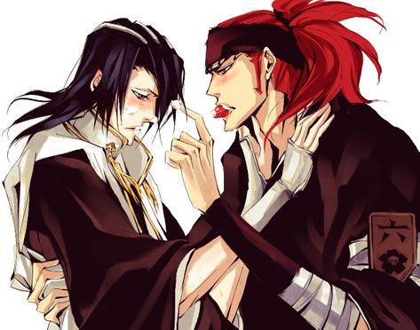 Byakuya x Renji Bleach Renji, Bleach Couples, Kuchiki Byakuya, Renji Abarai, Fire Demon, Byakuya Kuchiki, Bleach Fanart, Anime Bleach, Bleach Characters