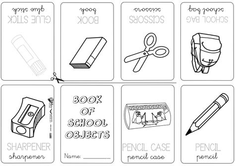 SCISSORS book glue stick GLUE STICK BOOK ARASAAC scissors COLABORACIÓN EN actiludis.com sharpener SCHOOL BAG school bag Navarrete Fernández Marina SHARPENER PE… Preschool Planner, Kindergarten Vocabulary, School Objects, Classroom Objects, School Vocabulary, Esl Vocabulary, Alphabet Coloring Pages, English Activities, Classroom Language