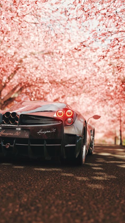 pagani huayra #pagani sports car #supercar #sakura rear view #4K #wallpaper #hdwallpaper #desktop Pagani Car, Pagani Huayra Bc, Jdm Wallpaper, Car Backgrounds, Pagani Huayra, Mclaren P1, Mc Laren, Ferrari F40, Bugatti Chiron