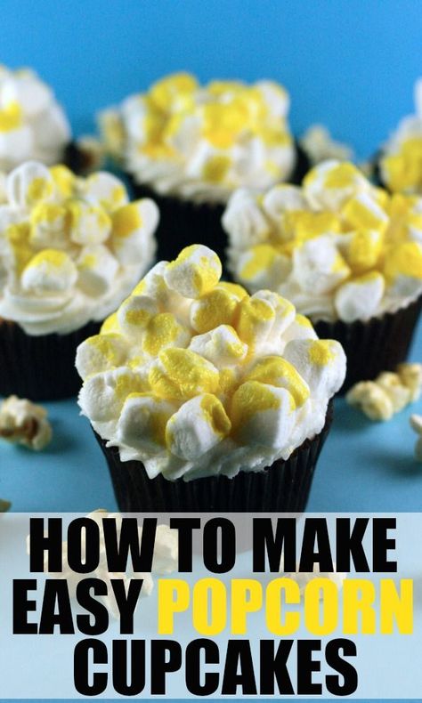 Theatre Cake, Cupcakes Cute, Carnival Cupcakes, Popcorn Cupcakes, Easy Popcorn, How To Make Popcorn, Popcorn Cake, Cupcakes Easy, Ideas Cupcakes