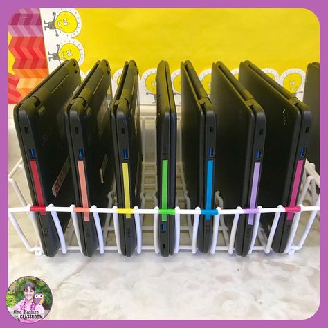 A dish rack from the dollar store is the PERFECT storage for Chromebooks!! 😍 #classroomsetup #classroomorganization #classroomtechnology… Chromebook Storage Classroom, Classroom Technology Organization, Diy Kid Toys, Diy Toys Easy, Chromebook Storage, Educational Thoughts, Ipad Organization, Circus Classroom, Classroom Wishlist