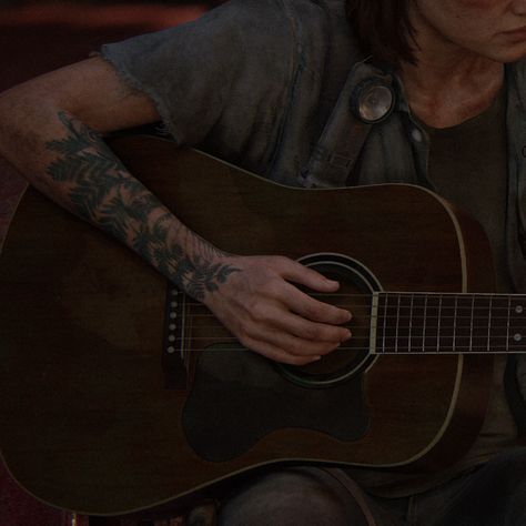 The Last Of Us Ellie Aesthetic, Ellie Williams Guitar, Ellie Asthetic, Ellie Williams Aesthetic Core, Ellie Core Aesthetic, Ellie Williams Hands, Ellie Williams Tattoo, Ellie Williams Aesthetic, Williams Core