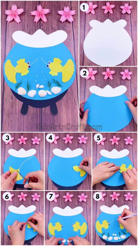 How to make Paper Aquarium Tutorial for preschoolers Check more at https://www.kidsartncraft.com/paper-aquarium-craft-tutorial/ Paper Aquarium, Aquarium Craft, Class Decor, Class Decoration, Craft Classes, Make Paper, Craft Tutorial, Easy Paper Crafts, How To Make Paper