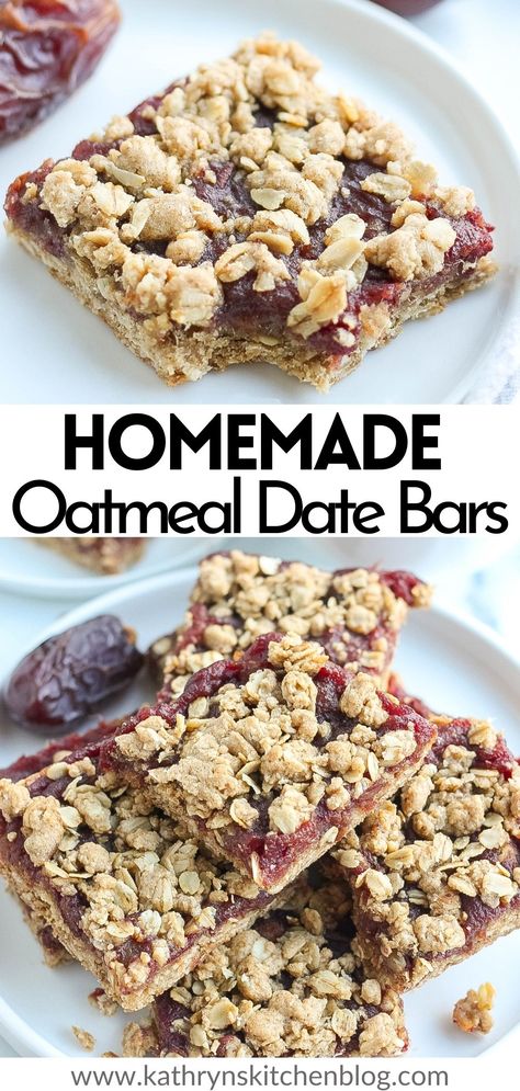 Oatmeal Date Bars Recipe Healthy, Oatmeal Date Breakfast Bars, Homemade Soft Oatmeal Bars, Red Date Recipe, Oatmeal Date Bars Recipe, Healthy Snacks Made With Dates, Easy Date Bars Recipe, Date Bars Oatmeal, Date Pieces Recipe