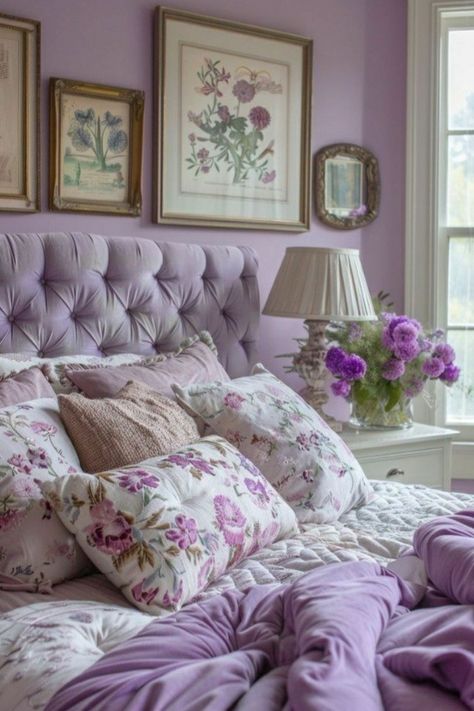 Lavender Boho Bedroom, Bedroom Lavender, Lilac Bedroom, Lavender Bedroom, Lavender Bedding, Tinkerbell Pictures, Lavender Room, Bedroom Purple, Bedroom Styling