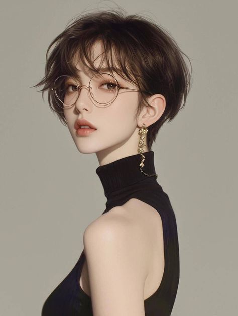 Braid Bangs, Hair And Glasses, Female Hairstyles, Shot Hair, Short Layered Haircuts, Shot Hair Styles, Knotless Braids, Tomboy Outfits, 짧은 머리