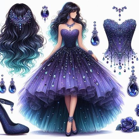 Magical Dress, Pretty Quinceanera Dresses, Fantasy Dresses, Fashion Drawing Dresses, Dress Design Sketches, Fashion Illustration Dresses, Prom Dress Inspiration, Cute Prom Dresses, Dress Sketches