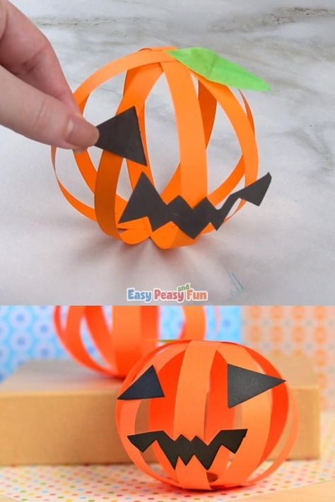 Paper Pumpkin Craft, Dekorasi Halloween, Bricolage Halloween, Pumpkin Craft, Halloween Crafts For Toddlers, Halloween Fest, Halloween Kunst, Labu Halloween, Fun Halloween Crafts