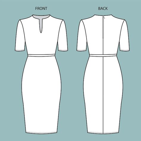 Dress front and back view. dress fashion... | Premium Vector #Freepik #vector #apparel #garments #clothes #dress-design Dress Fashion Sketch, Flat Sketch Template, Simple Elegant Dress, All American Girl Dolls, Dress Templates, Fashion Flat Sketch, Fashion Sketch Template, Nurse Dress Uniform, Fashion Sale Banner