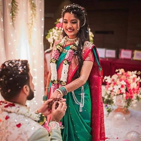 Live For The Moments You Cant Put Into Words ! Marathi Engagement Look, Maharashtrian Engagement Look, Engagement Couple Dress, Bridal Mehendi Designs Wedding, Mehendi Party, Engagement Looks, Bride Groom Photoshoot, Mehendi Function, Best Party Ideas