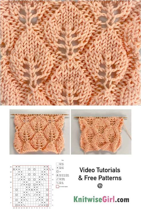 lace leaves Leaf Knitting Pattern Leaves, Lace Leaves Knitting Pattern, Leaf Stitch Knitting, Knitting Leaves Pattern Free, Knit Leaf Stitch, Leaf Shawl Knitting Pattern, Leaf Lace Knitting Stitches, Beginner Lace Knitting Patterns, Leaf Pattern Knitting