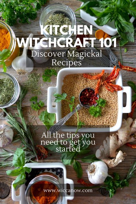 Kitchen Witchcraft, Herbal Kitchen, Witchcraft 101, Spelt Recipes, Wicca Recipes, Witchy Kitchen, Kitchen Witch Recipes, Food Meaning, Kitchen Magic