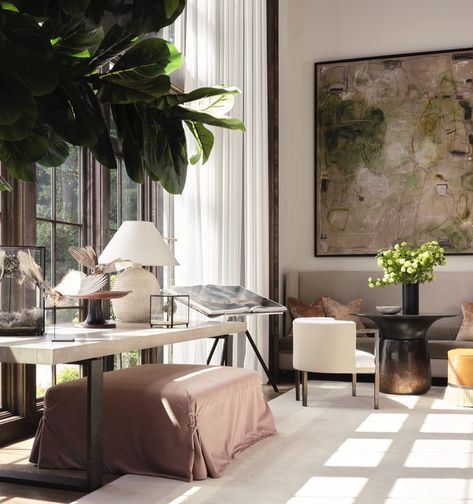 E • Instagram Ray Booth Interiors, Artwork In Dining Room, Table By Window, Gregorius Pineo, William Mclure, Melanie Turner, Melanie Turner Interiors, Seating Nook, Howard Sofa