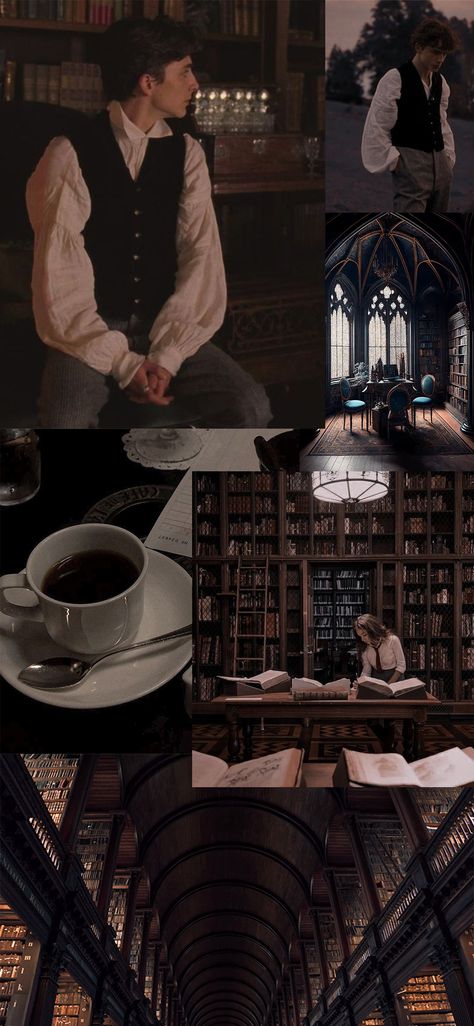 Dark Academia aesthetic, Inspiration Boards, Aesthetic Photography, Books and Coffee, Earth Tones, Classic Style and Bookshelves, Library, Timothée Chalamet. | Disclaimer: These pictures have been downloaded from Pexels and Pinterest. I do not own their rights. Please, note that this image is being used as a source of inspiration. All credits reserved to its rightful owner. Dark Academia Reference Photos, Light Academia Aesthetic Mens Outfit, Soft Masculinity Aesthetic, Dark Academia Aesthetic Male, Dark Academia Aesthetic Pictures, Dark Academia Guys, Dark Academia Style Men, Academia Male, Gothic Academia Aesthetic