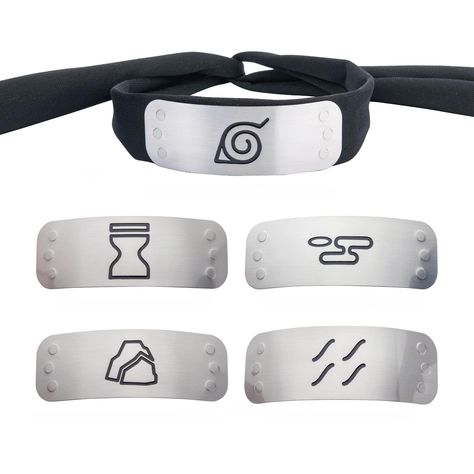 PRICES MAY VARY. A SOURCE OF POWER FOR NINJAS: Harness the skills of a shinobi with this Naruto: Shippuden headband set. Cosplay in style with this impressive prop replica that gives you the look of a true warrior. PICK YOUR VILLAGE: Headband includes four metal plates that can be swapped out with the Village symbol of your choosing. Each interchangeable plate of the Hitai-ate is emblazoned with a unique insignia. SIZED TO FIT ANY SHINOBI: Gear up with this detailed headpiece that is adjustable Naruto Items, Ninja Village, Hidden Mist Village, Naruto Headband, Naruto Birthday, Costume Accessories Diy, Leaf Village, Naruto Cosplay, Ninja Warrior