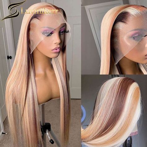 Honey Blond, Hair Blond, Blonde Lace Front Wigs, Colored Wigs, Straight Lace Front Wigs, Front Lace Wigs Human Hair, Brown To Blonde, Blonde Wig, Balayage Highlights