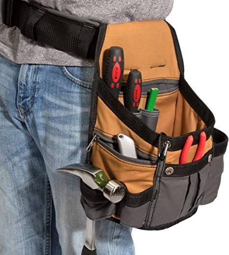 Keep your tools nearby and perfectly organized with the Dickies 8-Pocket Padded Tool Belt/Utility Pouch. Constructed of heavy-duty canvas and sporting a reinforced puncture-resistant back liner, this durable side pouch features a main compartment that easily accommodates bulky items. Four interior pockets line the main compartment and are perfect for keeping small tools or paintbrushes at the ready. Tool Belt Pouch, Leather Tool Belt, Tool Pouches, Tool Apron, Tool Belts, Perfectly Organized, General Construction, Work Belt, Small Tools