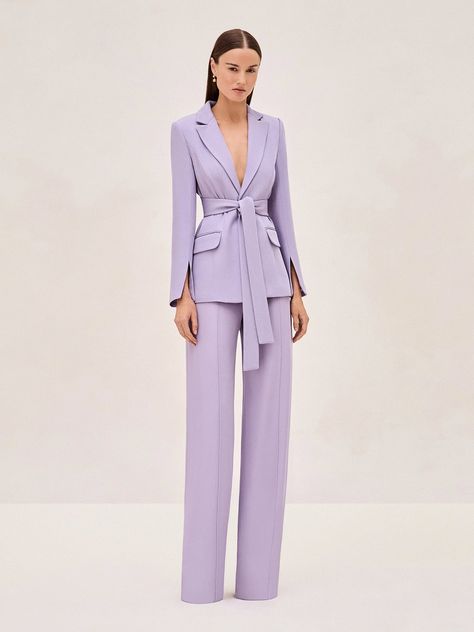 The Journey Blazer embodies sleek tailoring. Designed with peaked lapels and structured shoulders, this blazer comes with a sash belt that adjusts to synch your waist. Style with the matching Rex Pants for a sleek look. Tailored Suit Women, Wedding Suits For Bride, Bridesmaid Suits, Interview Suits, Elegant Pant, Blazer Set, Sleek Look, Cool Suits, Denim Shop