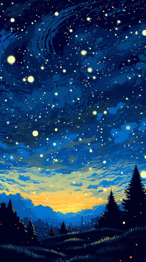 Night Sky Phone Wallpaper, Sky Phone Wallpaper, Blue Things To Draw, Things To Draw Ideas, To Draw Ideas, فنسنت فان جوخ, Van Gogh Wallpaper, Starry Night Wallpaper, Themed Wallpapers